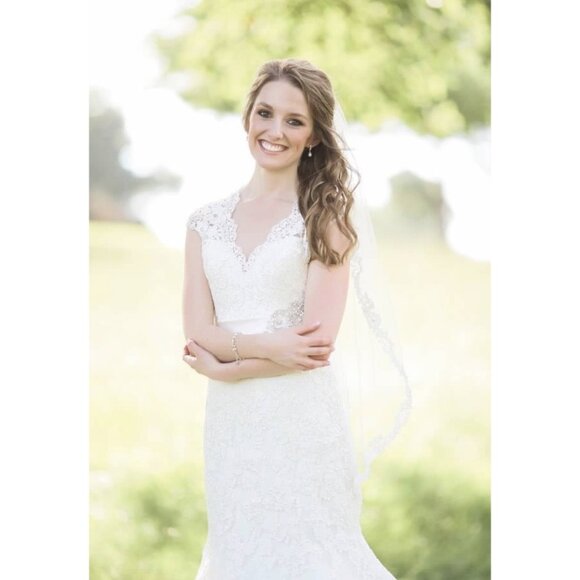 Allure Bridals Queen Anne Neckline Wedding Dress - Picture 3 of 14